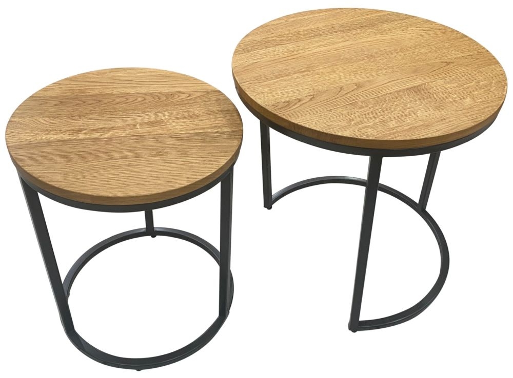 Trend Oak Round Nesting Lamp Tables