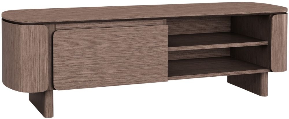 Trento Walnut Tv Unit 140cm W With Storage For Television Upto 59inch Plasma