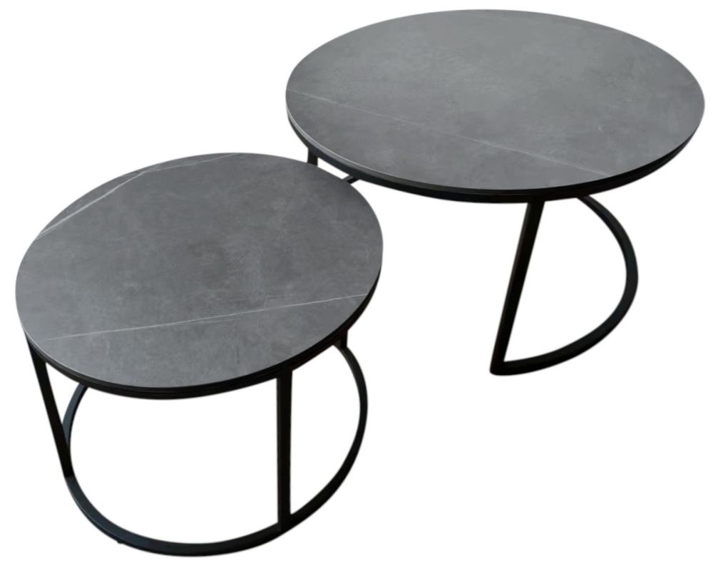 Zeus Sintered Stone Round Nesting Coffee Tables