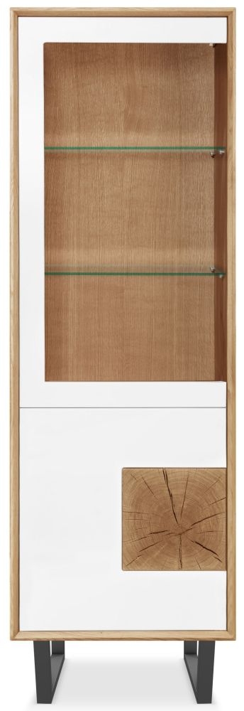 Clemence Richard Modena Oak 2 Door 1 Glass Door Tall Display Cabinet