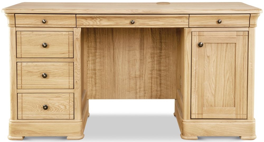 Clemence Richard Moreno Oak Double Pedestal Desk