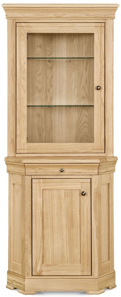 Clemence Richard Moreno Oak 2 Door Corner Display Cabinet