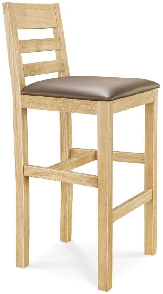Clemence Richard Oak Leather Seat Barstool 023 Sold In Pairs