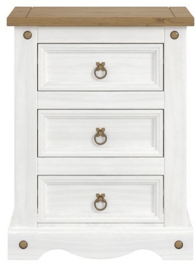 Core Product Corona White Italian 3 Drawer Bedside Cabinet