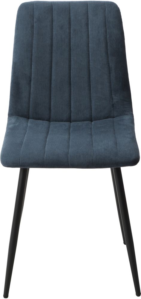 Core Products Aspen Straight Stitch Blue Cord Dining Chair Black Tapered Legs Pair
