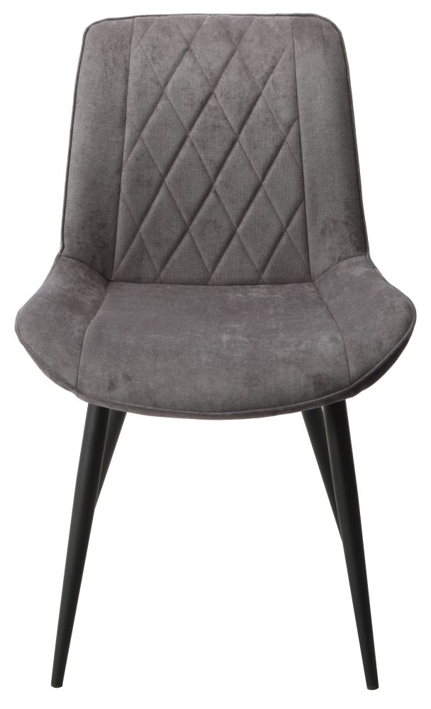 Aspen Diamond Stitch Grey Fabric Dining Chair With Black Tapered Legs Sold In Pairs