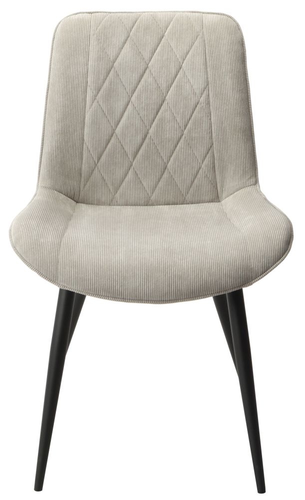 Aspen Diamond Stitch Lt Cord Grey Fabric Dining Chair With Black Tapered Legs Sold In Pairs