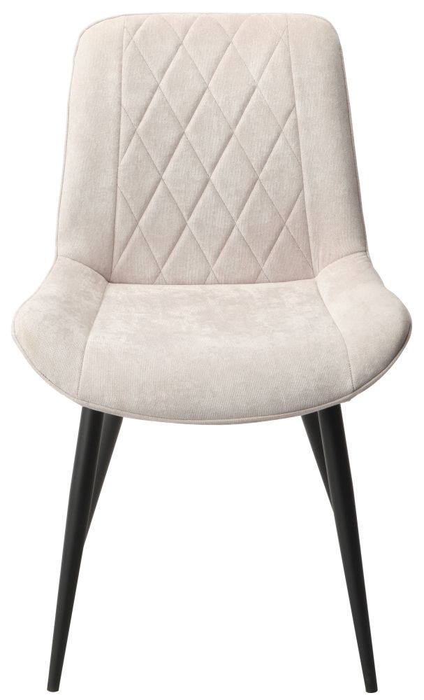 Aspen Diamond Stitch Natural Fabric Dining Chair With Black Tapered Legs Sold In Pairs