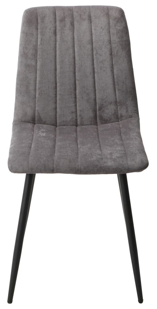 Aspen Straight Stitch Grey Fabric Dining Chair With Black Tapered Legs Sold In Pairs