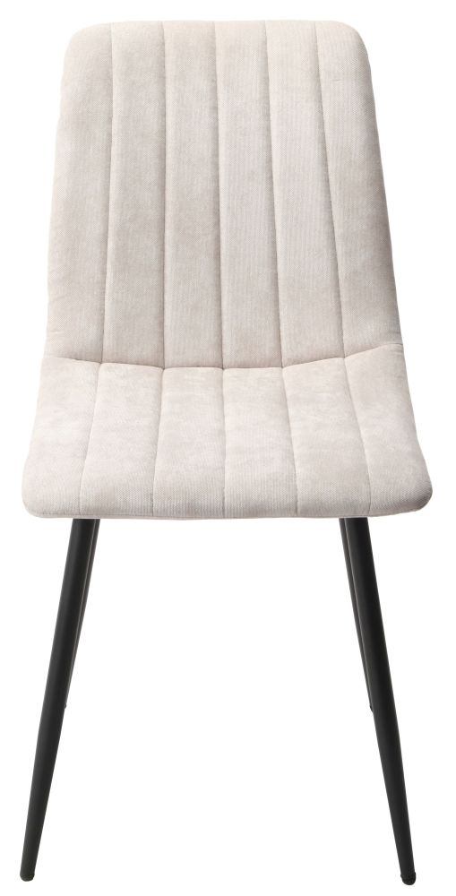 Aspen Straight Stitch Natural Fabric Dining Chair With Black Tapered Legs Sold In Pairs