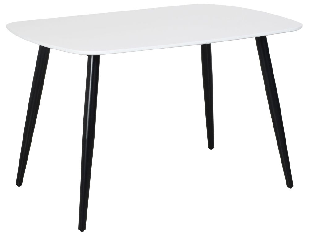 Aspen White Painted Top 120cm Dining Table With Black Tapered Legs