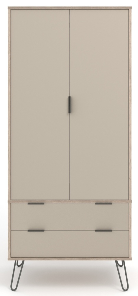 Augusta Driftwood 2 Door Combi Wardrobe With Hairpin Legs