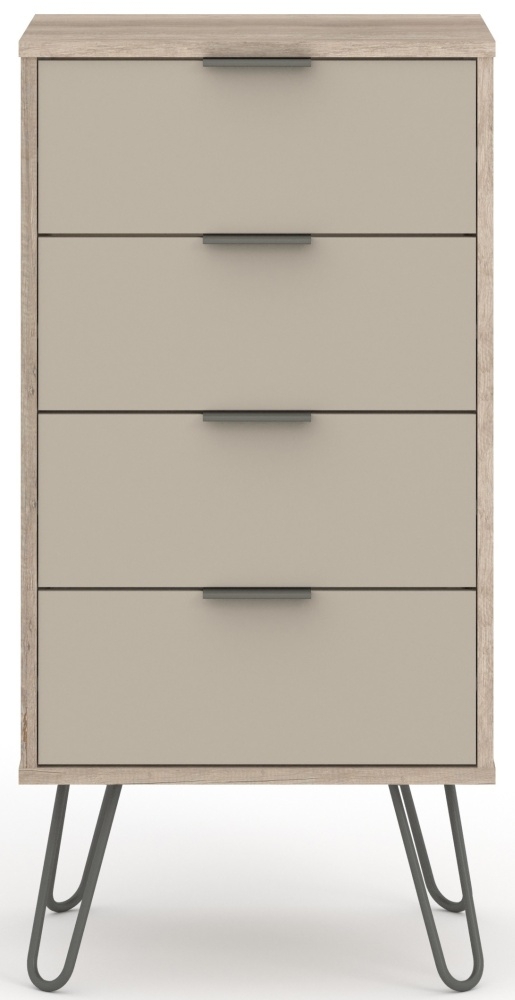 Augusta Driftwood 4 Drawer Narrow Chest With Hairpin Legs