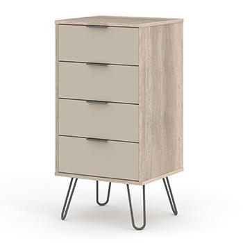 Augusta Driftwood 4 Drawer Narrow Chest With Hairpin Legs