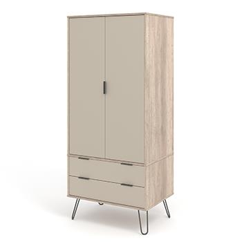 Augusta Driftwood 2 Door 2 Drawer Combi Wardrobe With Hairpin Legs