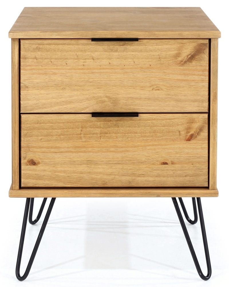 Augusta Pine Bedside Cabinet With Hairpin Legs