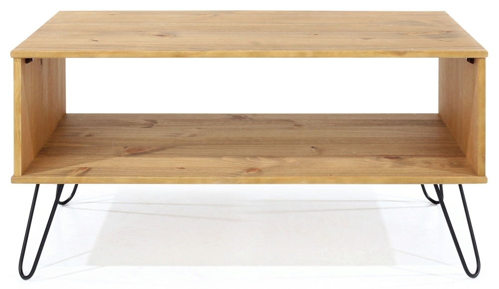 Augusta Pine Open Coffee Table With Hairpin Legs