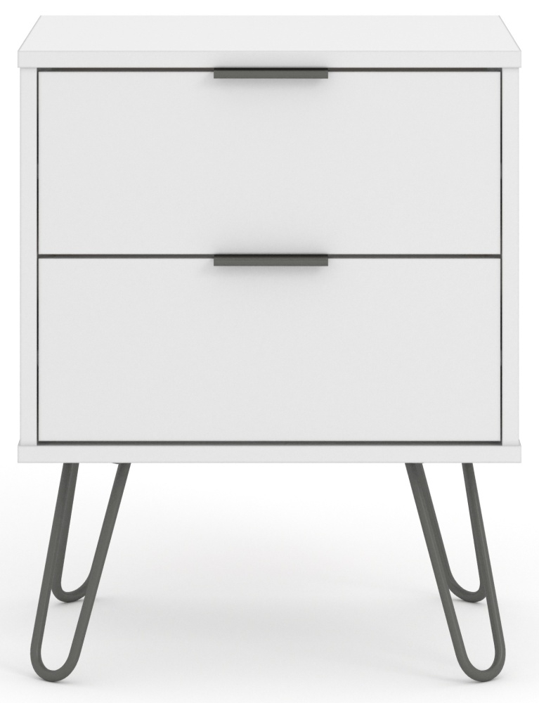 Augusta White Bedside Cabinet With Hairpin Legs
