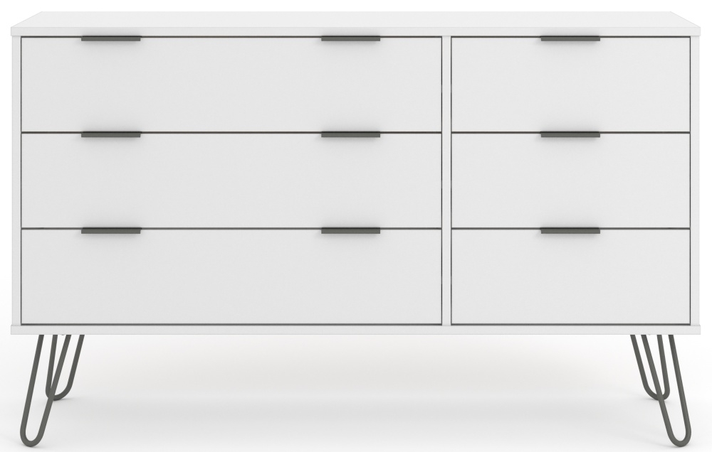 Augusta White 33 Drawer Wide Chest With Hairpin Legs