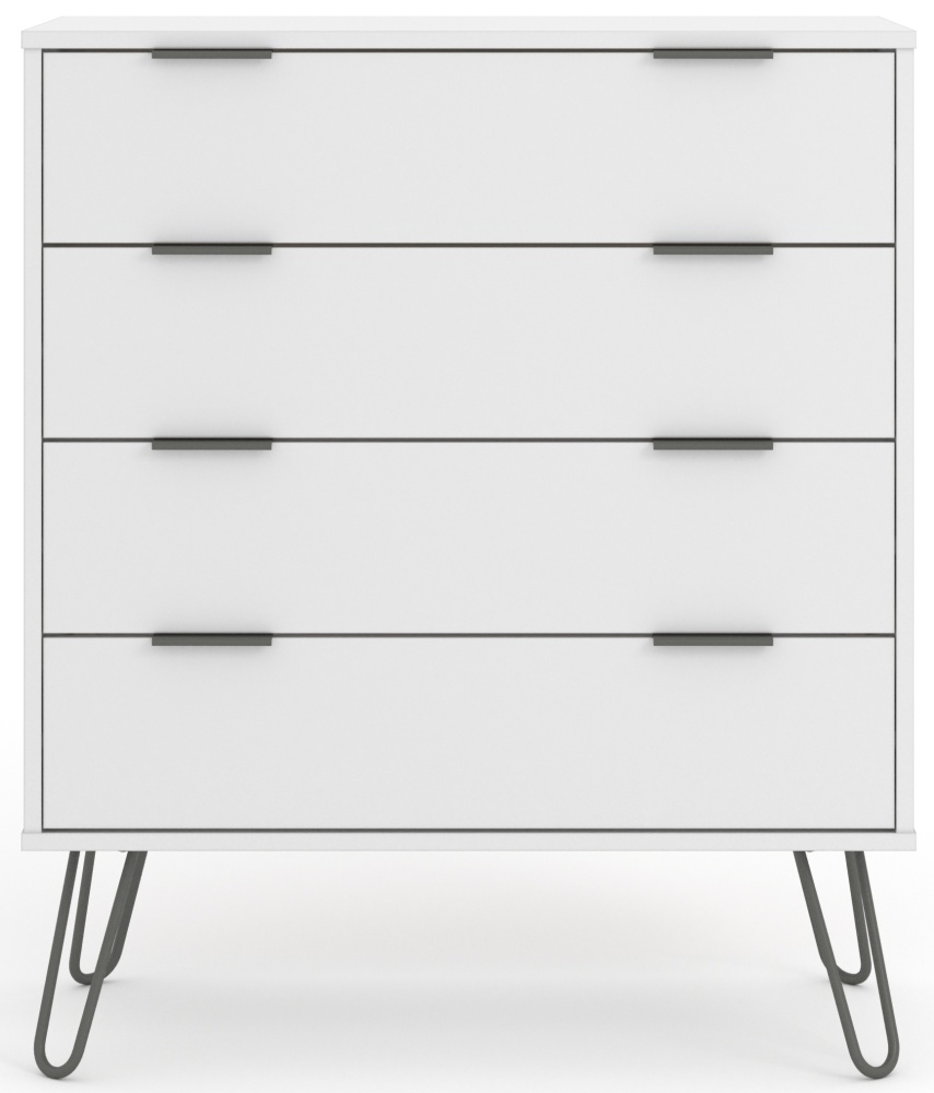 Augusta White 4 Drawer Chest With Hairpin Legs