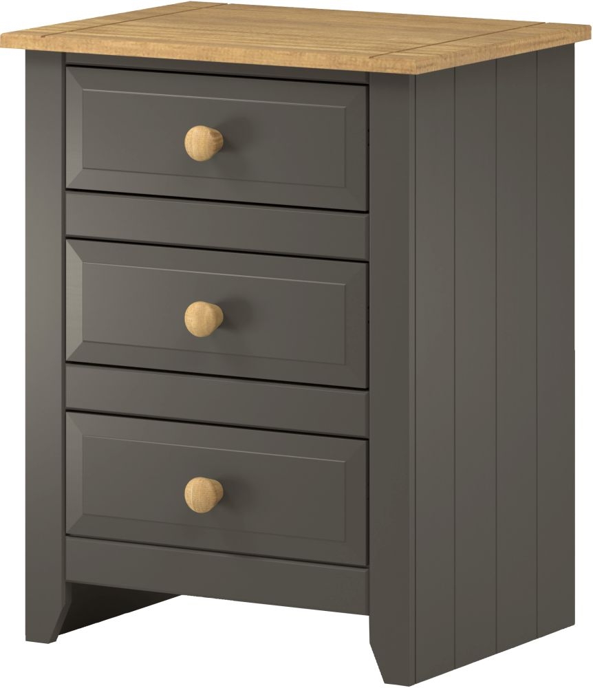 Core Products Capri Carbon Italian 3 Drawer Bedside Cabinet