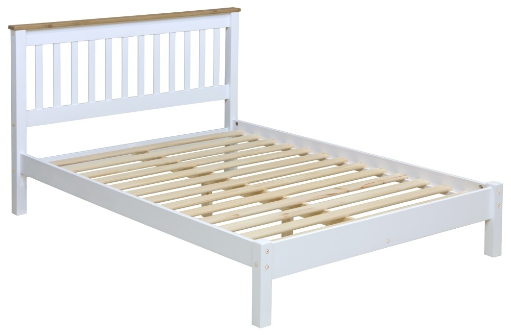 Capri White 4ft 6in Double Slatted Low End Bedstead