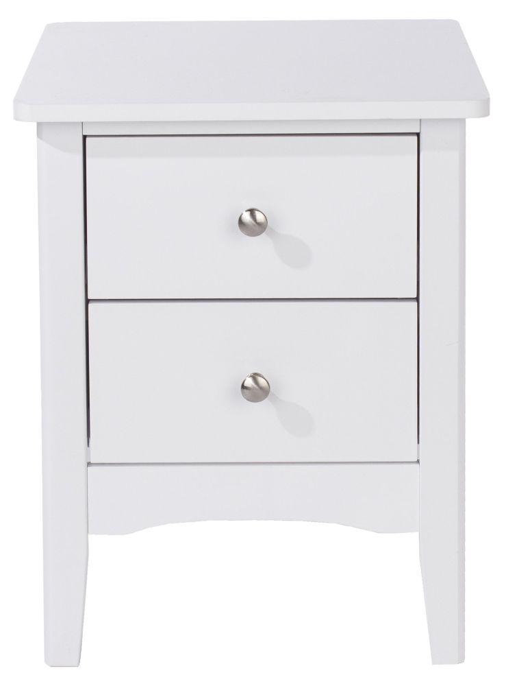 Como White Painted 2 Petite Drawer Bedside Cabinet