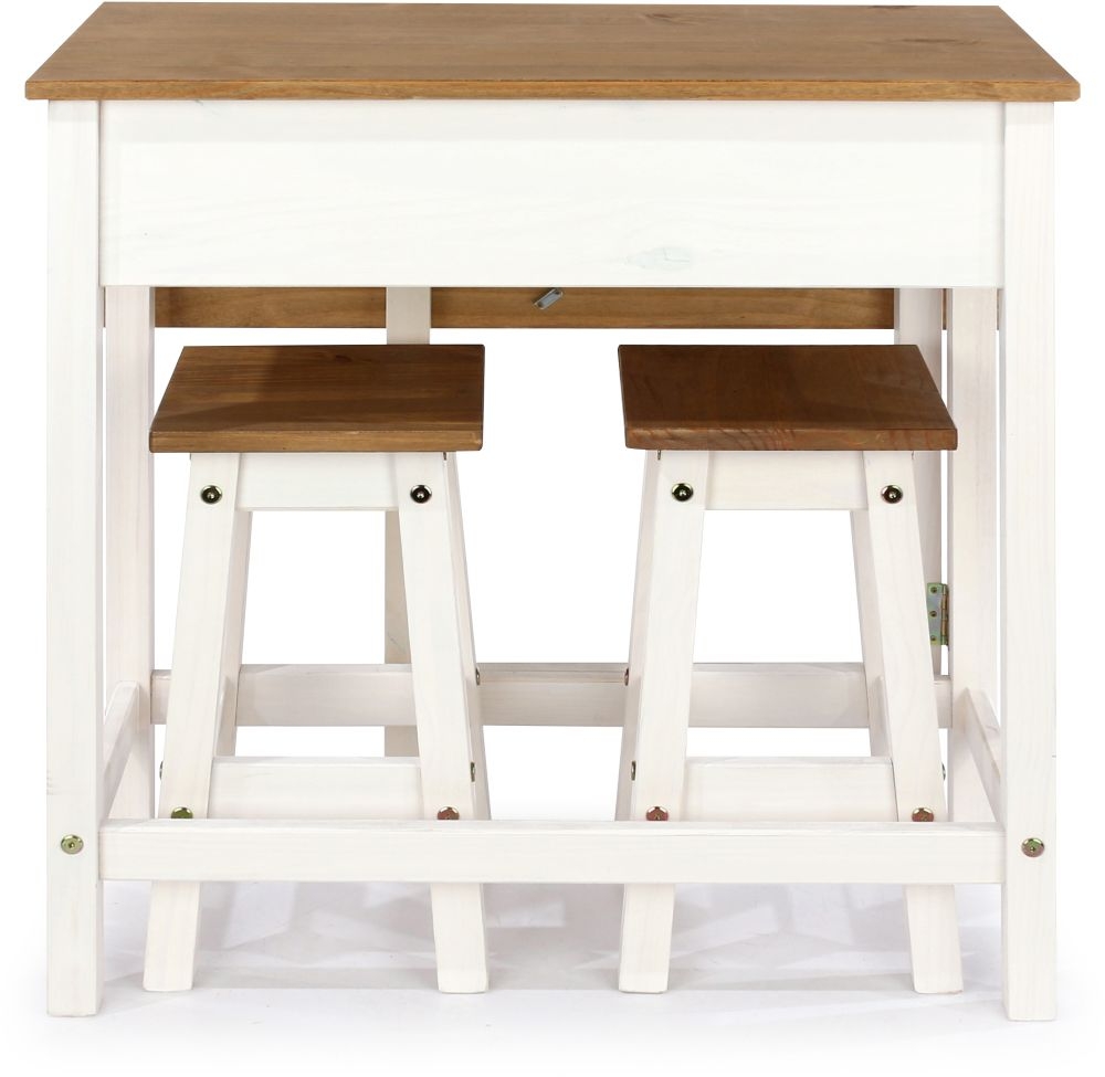 Core Products Corona White Italian Breakfast Drop Leaf Table 2 Stools Set