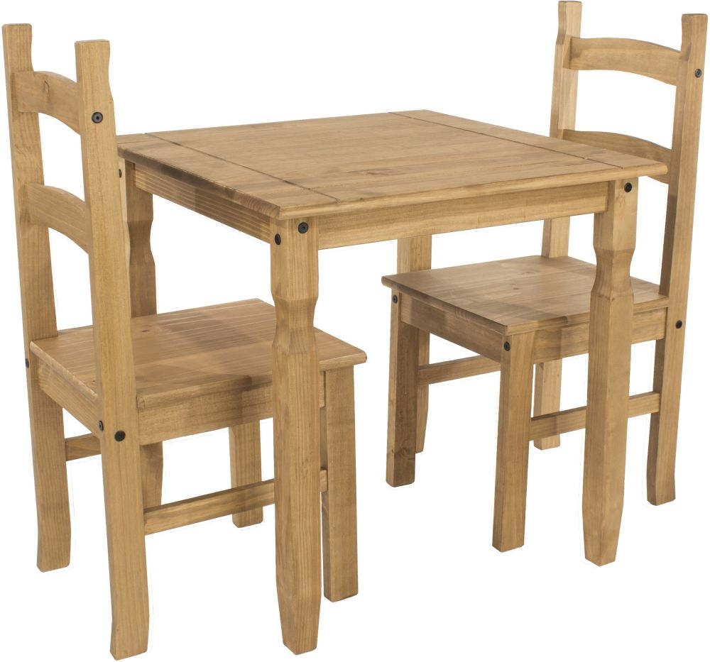 Corona Mexican Pine Square Dining Table And 2 Chair