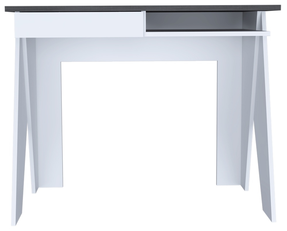 Dallas Office Desk With Drawer White And Grey Oak Effect