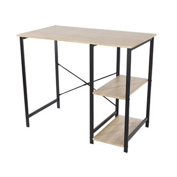 Core Products Loft Study Desk With Side Storage Oak Effect Top With Black Metal Legs