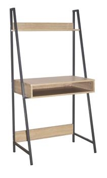 Core Products Loft Ladder Bookcase Desk With Oak Effect And Grey Metal Frames