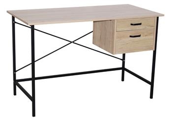 Core Products Loft 2 Drawer Desk With Oak Effect And Grey Metal Legs