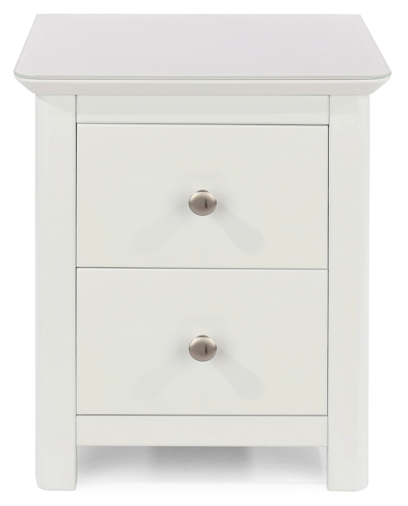 Narin White 2 Drawer Bedside Cabinet