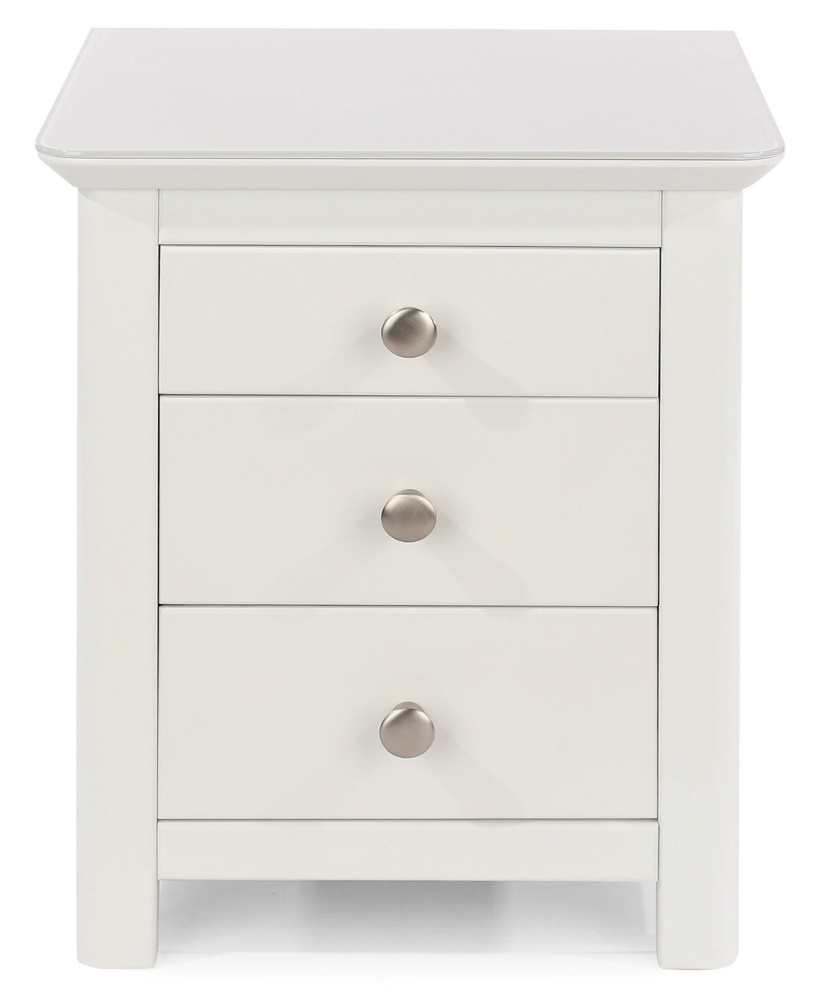 Narin White 3 Drawer Bedside Cabinet