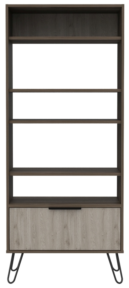 Nevada Grey Oak Bookcase With Hairpin Legs