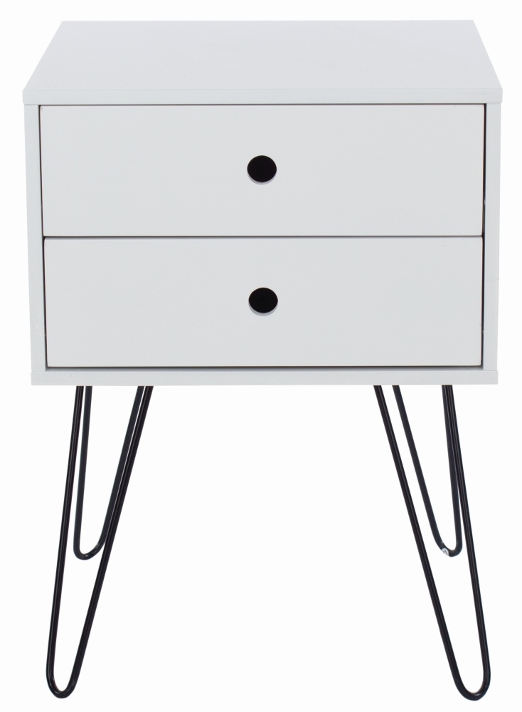 Telford White Bedside Cabinet With Hairpin Legs