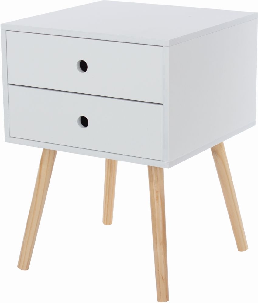 Options Scandia 2 Drawer Wood Legs Bedside Cabinet