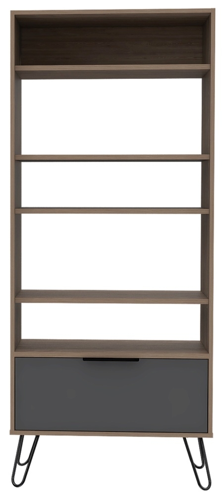 Vegas Grey Melamine Bookcase With Hairpin Legs