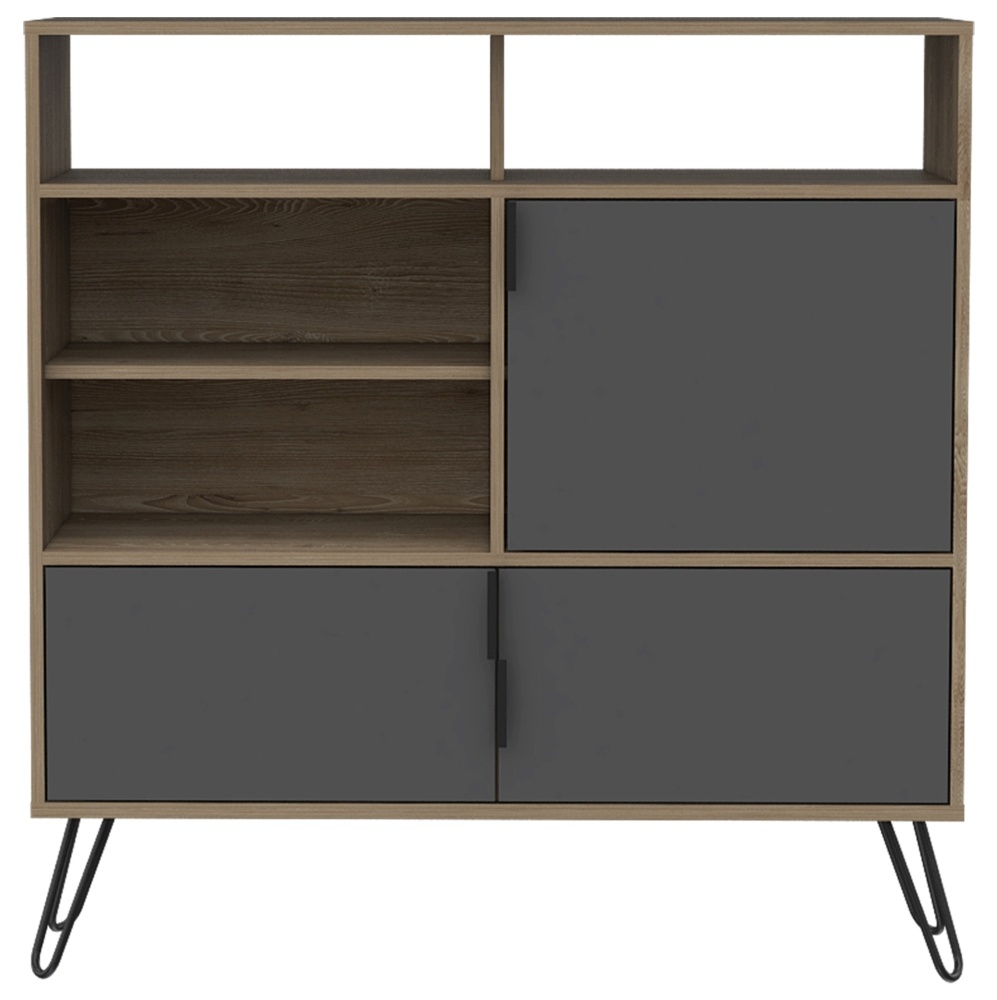 Vegas Grey Melamine Medium Sideboard With Hairpin Legs