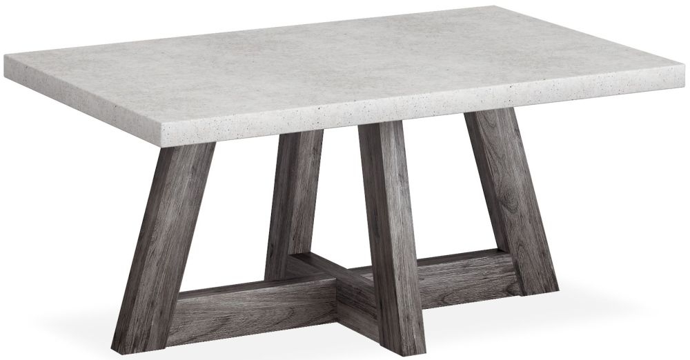 Corndell Austin White Concrete And Acacia Wood Coffee Table