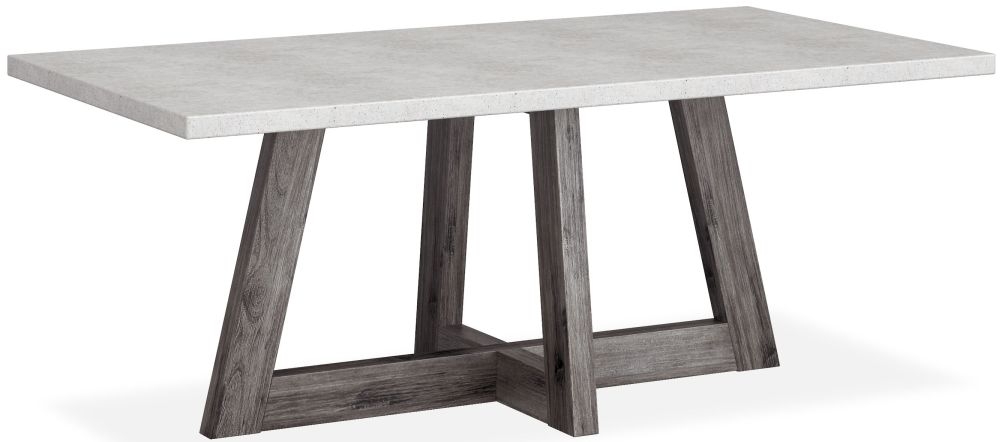 Corndell Austin 190cm White Concrete And Acacia Wood Dining Table