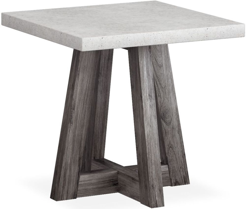 Corndell Austin White Concrete And Acacia Wood Lamp Table