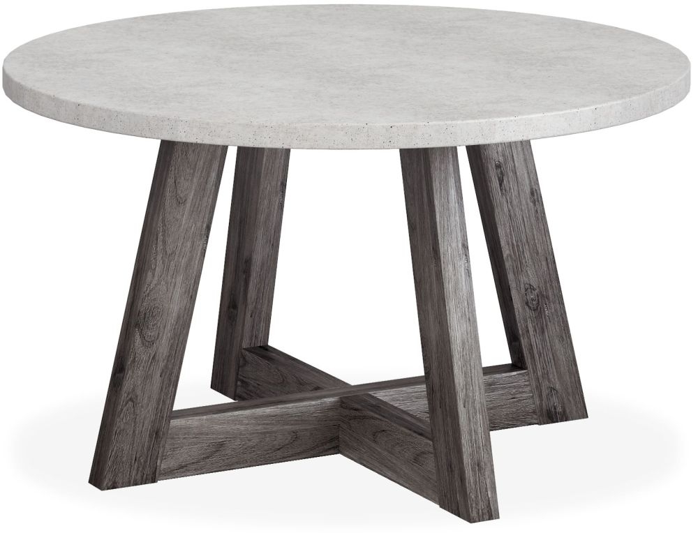 Corndell Austin 130cm White Concrete And Acacia Wood Round Dining Table