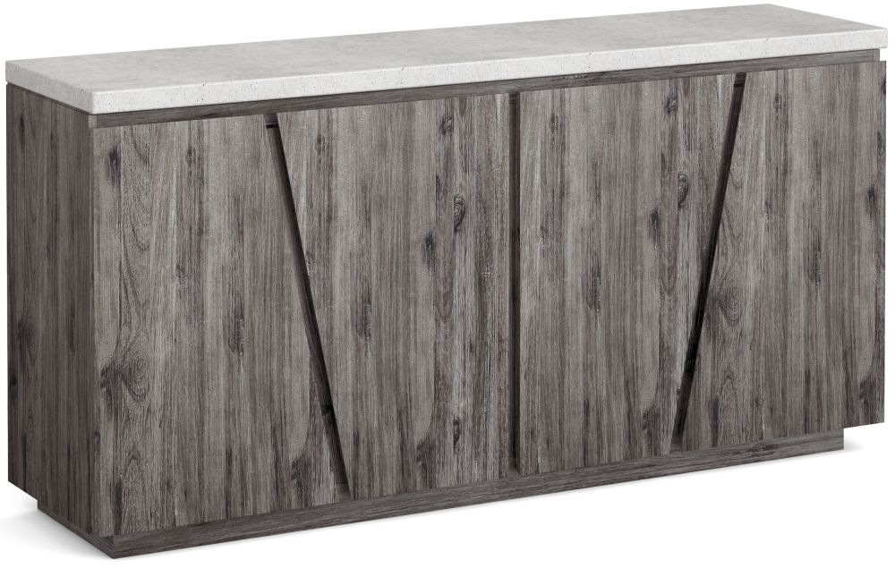 Corndell Austin White Concrete And Acacia Wood Sideboard