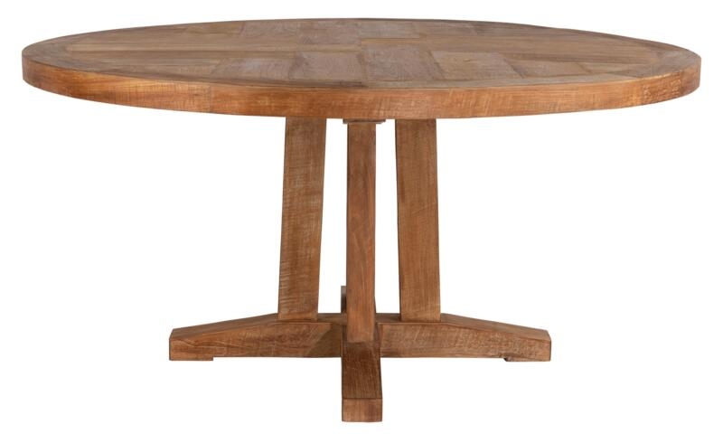 Classic Castello Natural Teak Wood 160cm Round Pedestal Dining Table