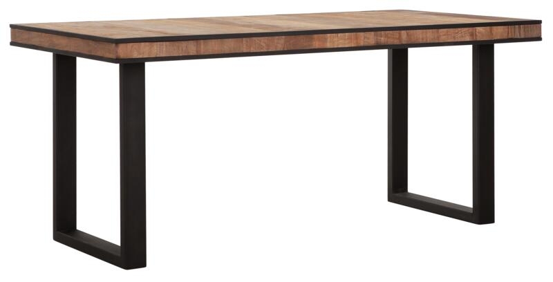 Cosmo Natural Teak Wood 175cm Dining Table With Black U Legs