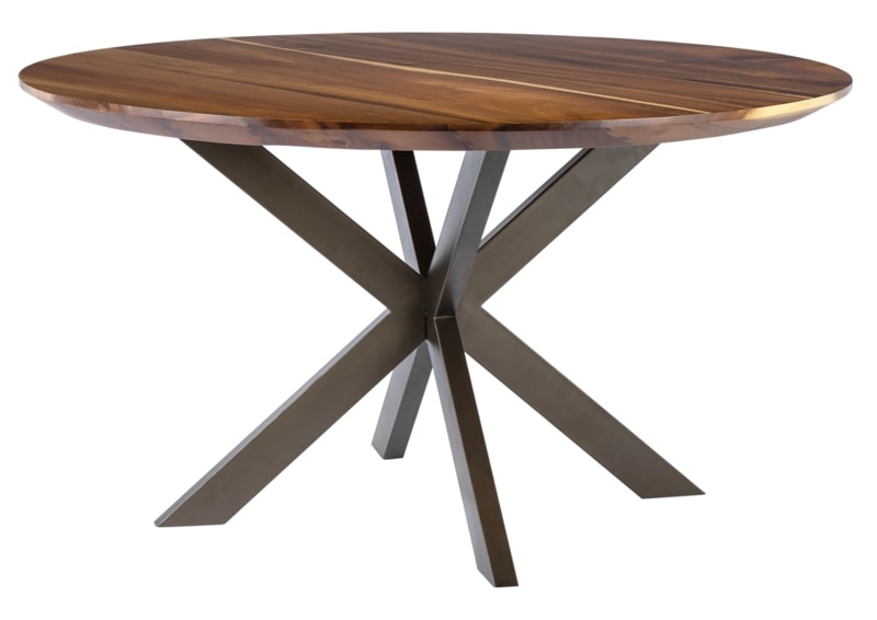 Flare Suar Wood Round Dining Table With Black Spider Legs 130cm