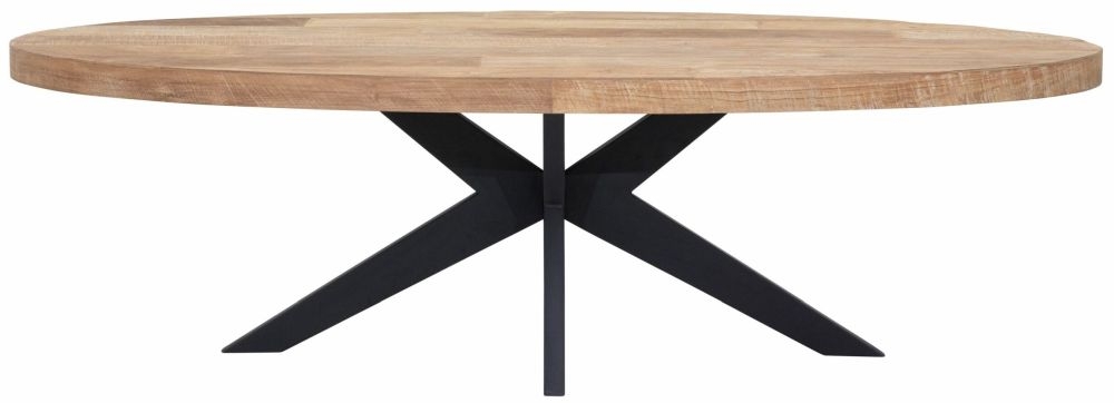 Masterpiece Darwin Natural Recycled Teak Wood 260cm Oval Dining Table With Black Spider Legs