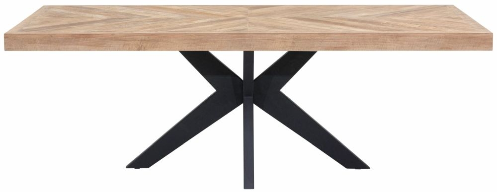Masterpiece Einstein Natural Recycled Teak Wood 220cm Dining Table With Black Spider Legs